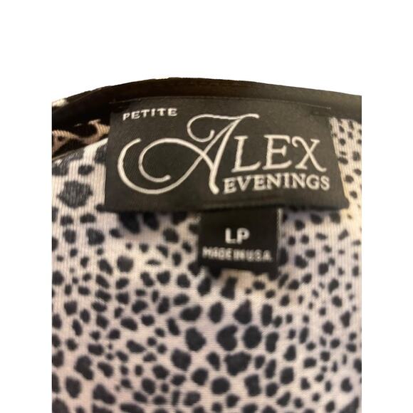 Alex Evenings Faux Wrap Animal Print Knit Dressy Top Petite Size Large - Picture 3 of 3